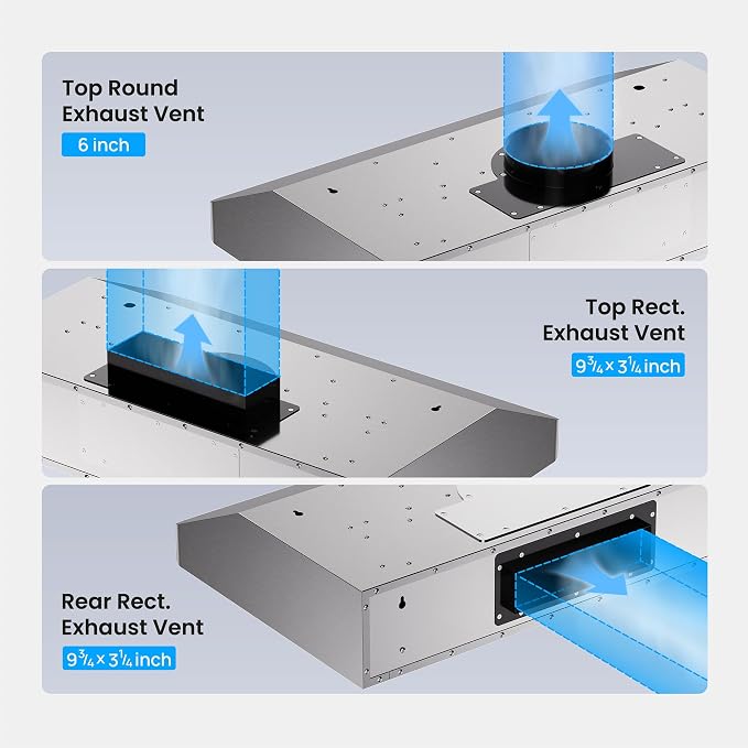 Under Cabinet Range Hood 36 Inch, 980CFM Fast Venting Kitchen Hood - Image 7