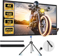 Projector Screen with Stand, Paris RHÔNE 100-inch Outdoor Indoor Projector Screen 16:9 4K HD PVC, 1.5 Gain Portable Wrinkle-Free Movie Screen for Home Backyard Theater with Carry Bag, Ground Nails
