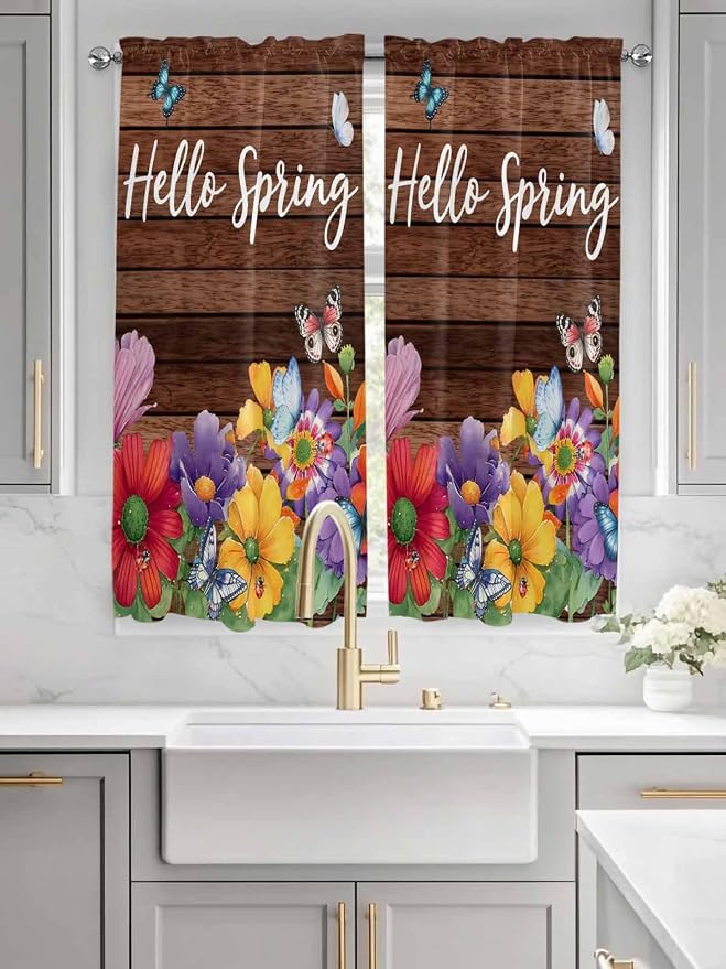 Spring Flowers Living Room Curtains 72 Inches length, Watercolor Farmhouse - Image 3