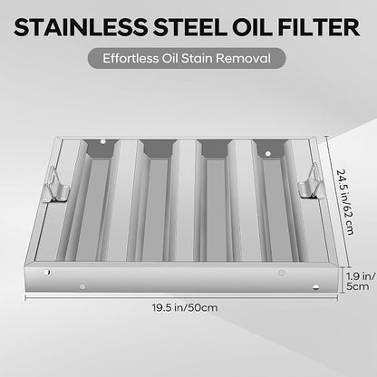 Hood Filters 19.5W x 24.5H Inch, 430 Stainless Steel, Commercial Kitchen Range - Image 2