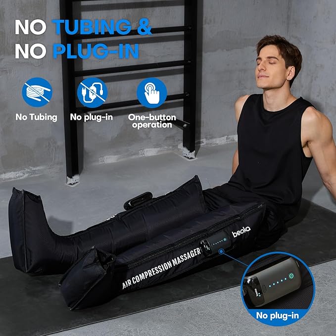 beoka Leg Massager for Circulation and Pain Relief, Leg Recovery System for Fast Recovery, Cordless Air Compression Boots with 3 Modes 5 Intensities for Athletes Runners and Travelers-L