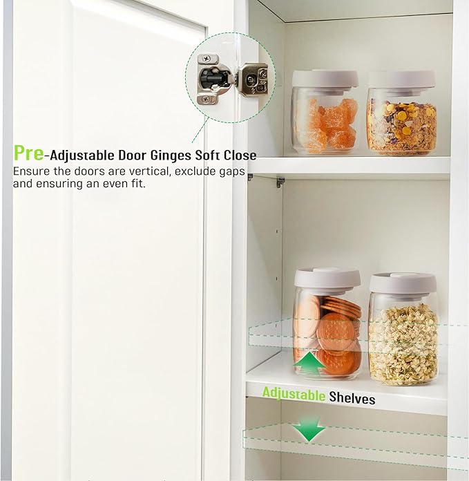 Wall Kitchen Cabinets, RTA Cabinets, White Shaker Cabinet, Wall Mounted, RTA Upper Cabinet, Modern for Kitchen and Bathroom with Door, 2 Adjustable Shelf (White, 09" W x 30" H x 12" D)
