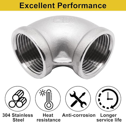 1Pc 304 Stainless Steel 90 Degree Elbow 1" NPT Female x 1" NPT Female Threaded - Image 3