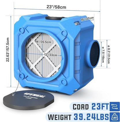 Commercial Air Scrubber with 3-Stage Filtration, Stackable Negative Air Machine - Image 6
