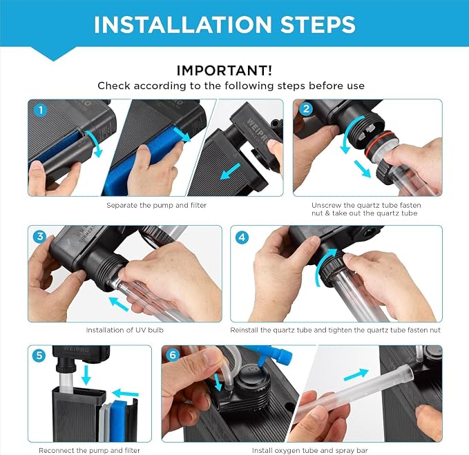Internal Fish Tank Filter with 5W UV Light, Adjustable Water Flow Submersible - Image 6
