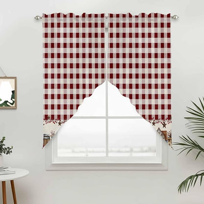 Swag Curtain Valances for Kitchen Windows, Farm Barn Western Star on Vintage - Image 6