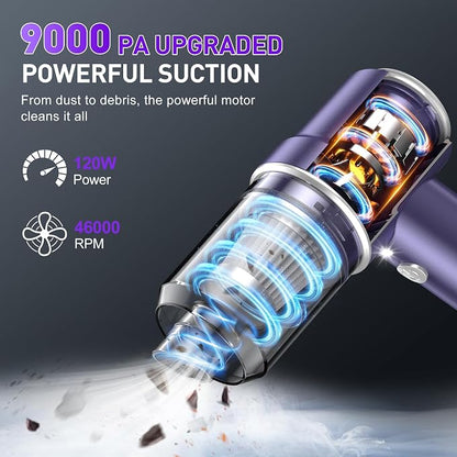 KMM Handheld Car Vacuum Cleaner, 9000PA Vacuum Cleaner & Air Duster, 120W High - Image 2