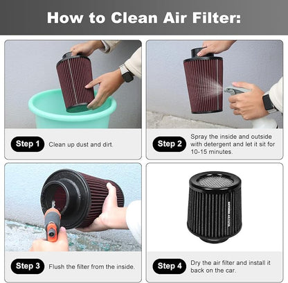KYOSTAR Universal 3" High-Flow Air Filter, Reusable Cone Cold Air Intake - Image 5