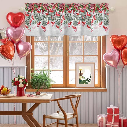 Poinsettia Berry Valance Curtains - Image 7