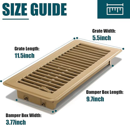 VOISEN Floor Register 4x10, 6 Pack Brown Floor Vent Covers, Heavy Duty Steel - Image 3