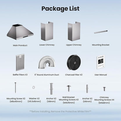 Wall Mount 30 Inch Range Hood 900 CFM, Ductless/Ducted Convertible Kitchen Hood - Image 9