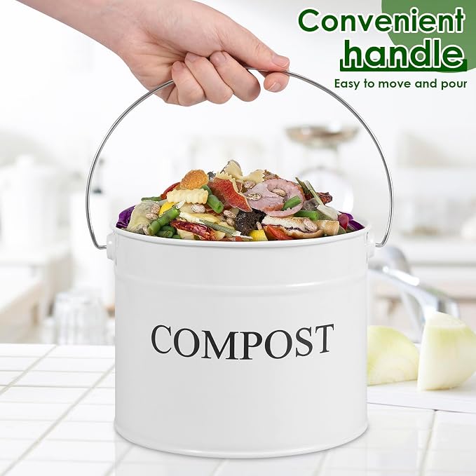 Kitchen Compost Bin 0.8 Gallon Metal Countertop Compost Bin - Image 6