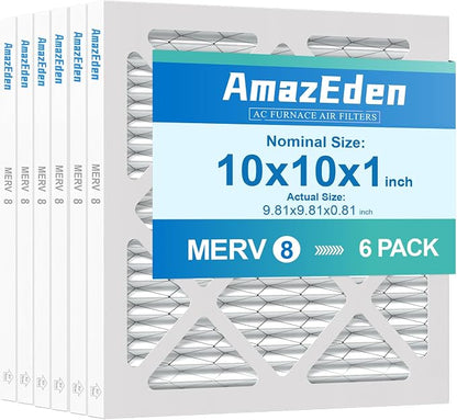 10x10x1 AC Air Filter MERV 8 MPR 600 FPR 5 HVAC Furnace Pleated Filters Dust by AmazEden