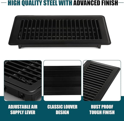 VOISEN Floor Register 4x10, 2 Pack Black Floor Vent Covers, Heavy Duty Steel - Image 6