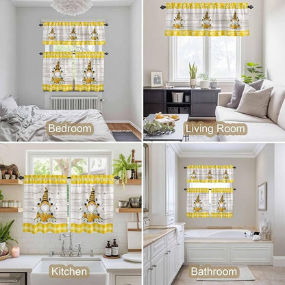 Yellow Gnomes Kitchen Curtains Set 3 Piece - Image 4