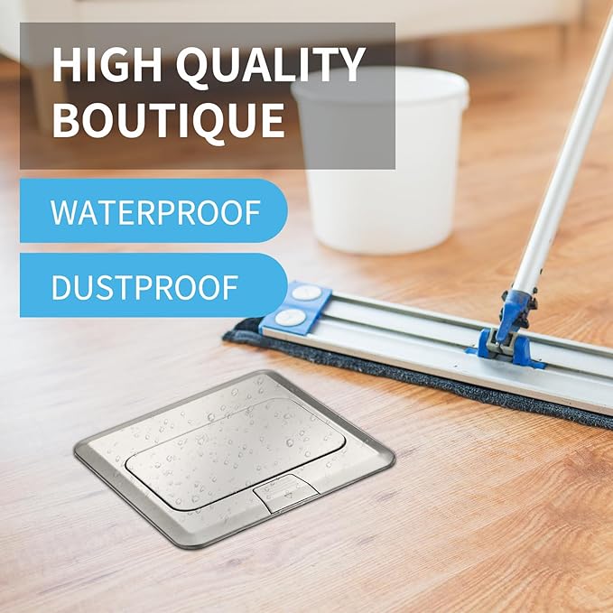 Vagueior Pop-Up Floor Box Kit, 20A Tamper-Weather Resistant Receptacle GFCI Outlet, Corrosive Resistant Hardware, ETL certified Stainless Steel Color
