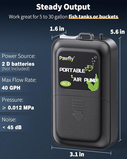 Pawfly Aquarium Battery Air Pump 40 GPH Oxygen Pump - Image 2