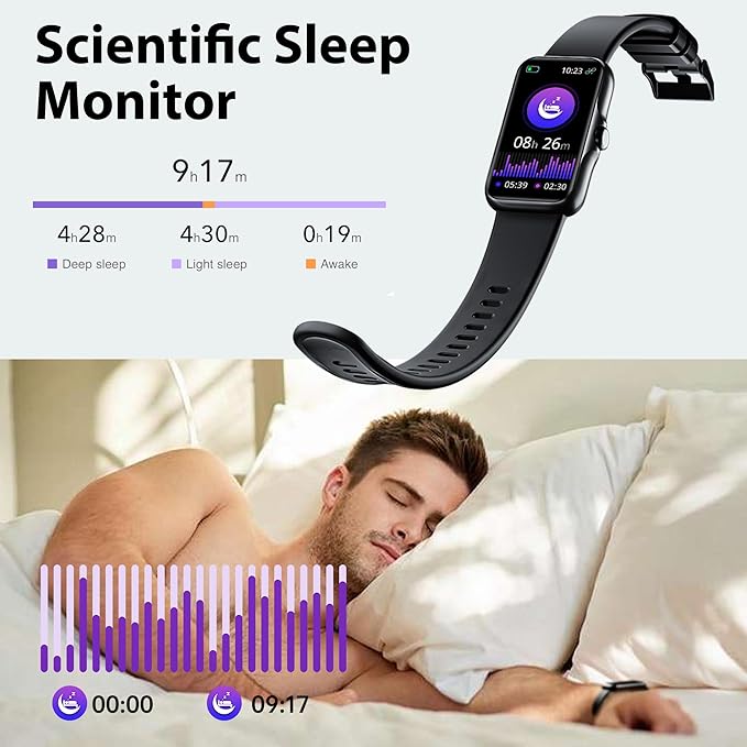 JYUAJOI Fitness Tracker with 24/7 Continuous Heart Rate, Blood Oxygen Monitor, Smart Watch with Sleep Monitor, IP68 Waterproof Activity Tracker Step Counter for Women Men (Black)
