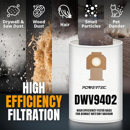 POWERTEC DWV9402 Fleece Bags for Dewalt 5PK, for Dewalt DWV010, DWV015 8 & 10 - Image 4