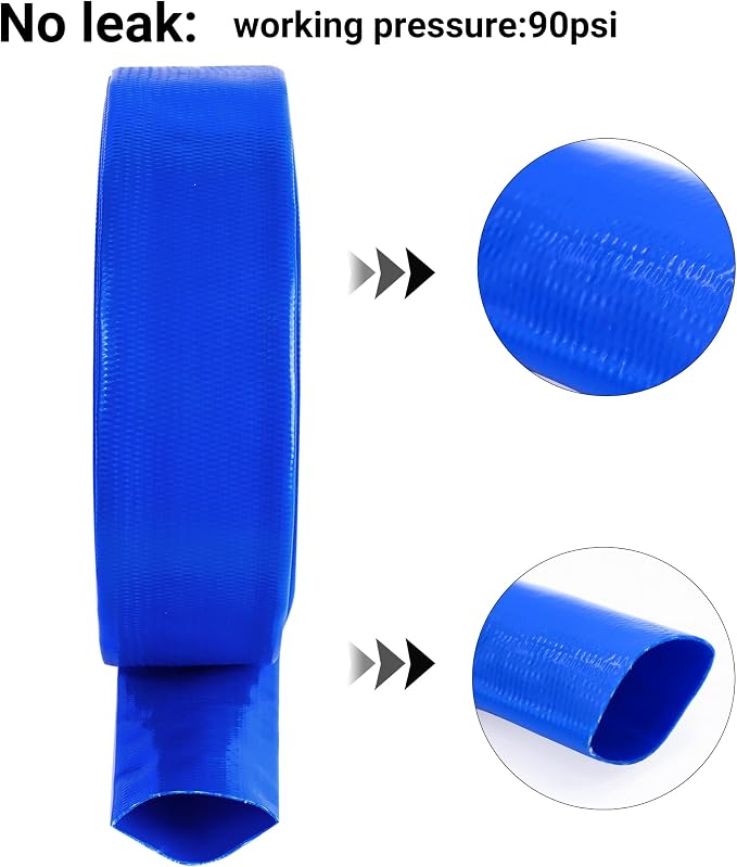 2" x 100 FT Pool Backwash Hose Blue Heavy Duty Reinforced PVC Lay Flat Water - Image 4