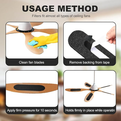 Ceiling Fan Filters for Blades 10 Pcs Activated Carbon Air Filter Easy-Stick - Image 6