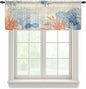 Ocean Corals Sheer Valance Curtains, Summer Beach Coral Sea Stars Retro Texture by Houseown