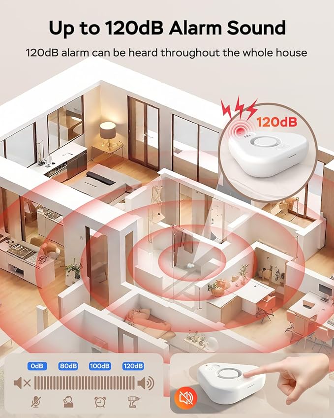 Water Detector Sensor,Water Leak Detectors for Home with App Alerts,Water Alarm with 120db Adjustable Alarm,500ft Transmission for Basement, Bathroom, Laundry, No Hub Required (Support 2.4G)