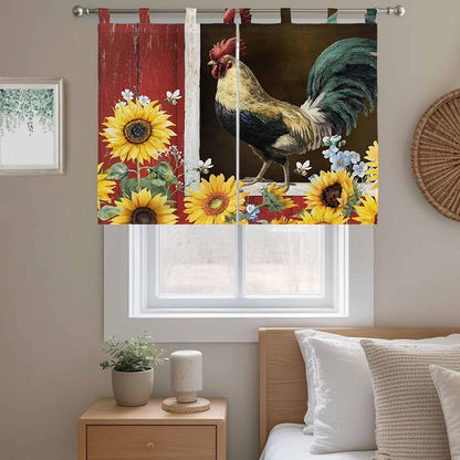Chicken Sunflowers Kitchen Curtains 45 Inch Length, Short Cafe Window Curtains - Image 9