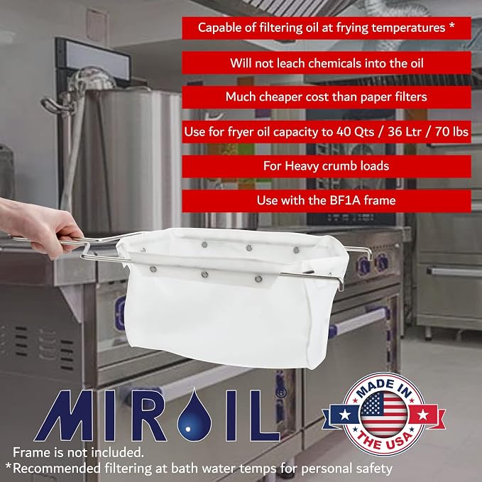 MirOil RB6PS EZ Flow Deep Fryer Oil Filter Bag – Reusable Grease Strainer to - Image 3