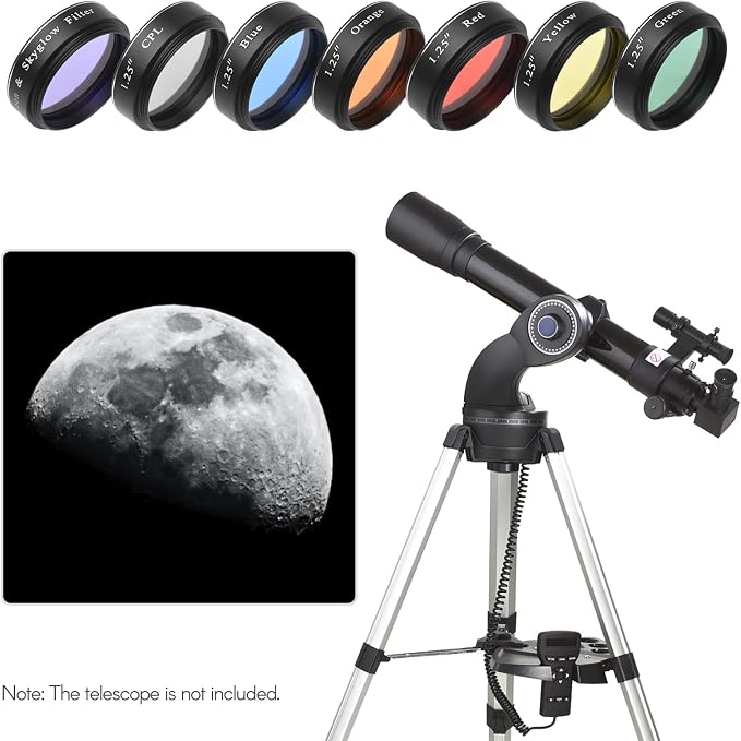 Andoer Telescopic Eyepiece Filter Kit, 1.25 Inch Telescopic Moon Filter Sky - Image 3