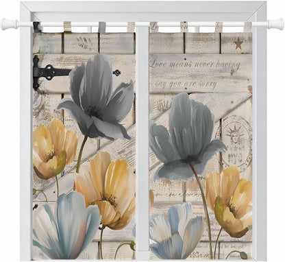 Spring Tulips Flower Bathroom Curtains 63 Inch Length, Window Curtains Tab Top by Unknown