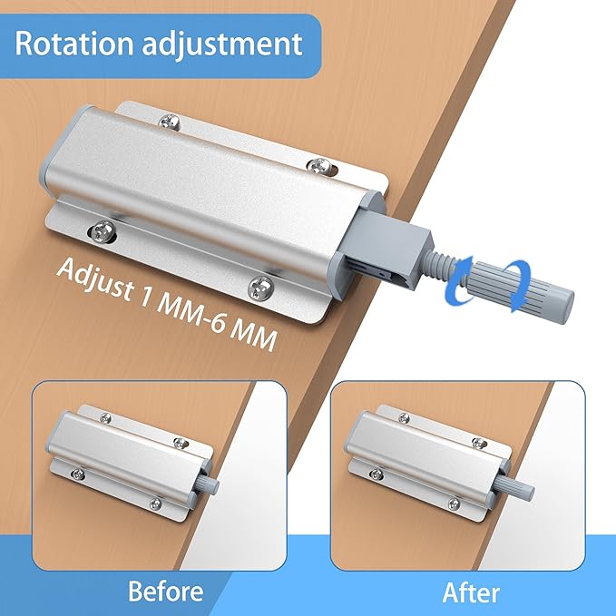 3 Pack Push to Open Cabinet Hardware, Touch Latches for Cabinet Doors, Magnetic Cabinets Latch, Magnetic Push Latches for Cabinets to Open Latch，Silver
