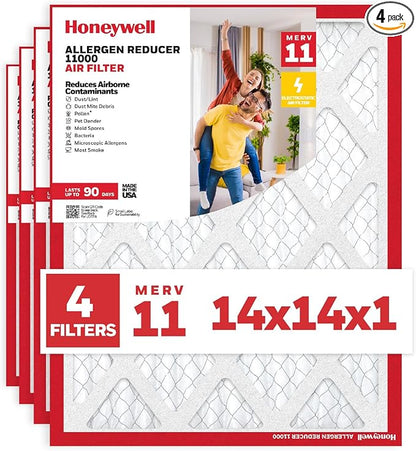 Honeywell 14x14x1 MERV 11 Allergen Reducer 11000 Electrostatic Pleated HVAC AC by HoneywellAirComfort