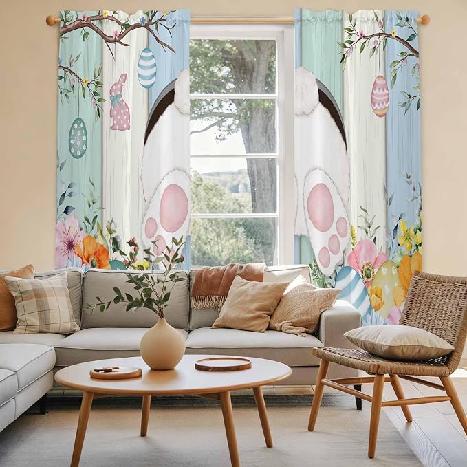 Easter Window Curtains 72 Inch Long 2 Panel Set, Rod Pocket Long Curtains & - Image 3