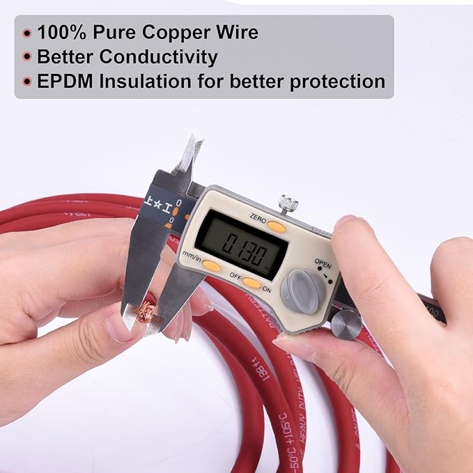 Shirbly 8 Gauge Battery Cable, 30FT Red + 30FT Black 8 AWG Pure Copper Wire Welding Cable, for Automotive, Battery, Solar and Generator, Standard USA OFC Wire