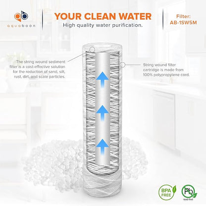 Aquaboon Whole House 5 Micron 10 x 2.5 String Wound Sediment Water Filter - Image 5
