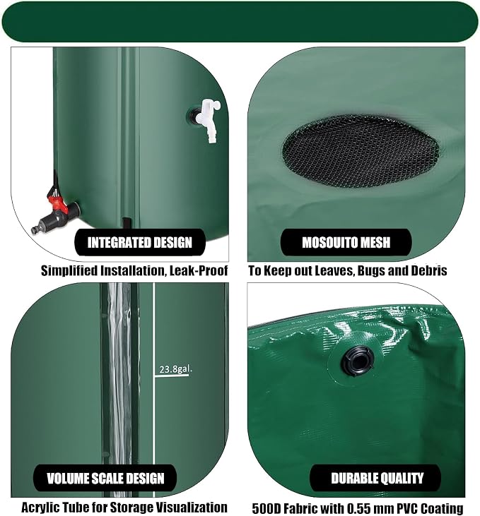 THUNDERBAY 60 Gallon Collapsible Rain Barrel, Portable Rain Barrels to Collect - Image 6