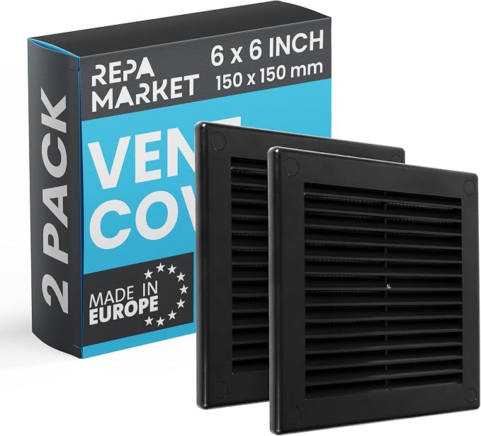 Repa Market 6 x 6 Inch Black Square Air Vent Cover by RepaMarket