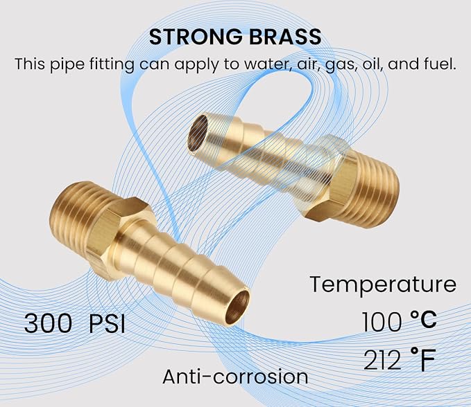 TANYA HARDWARE 3/8" Barb to 1/4" NPT Male Thread Air Hose Repair Kit - Image 4