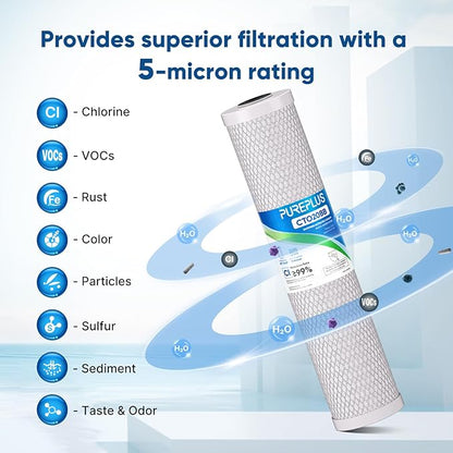 PUREPLUS 5 Micron 20" x 4.5" Whole House Coconut Shell Activated Carbon Water - Image 4