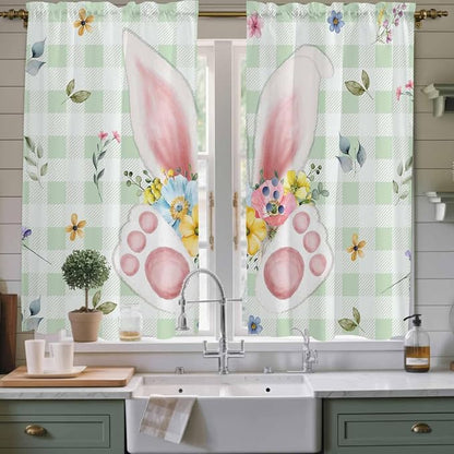 Easter Window Curtains 63 Inch Long 2 Panel Set, Rod Pocket Bedroom Curtains & by Unknown