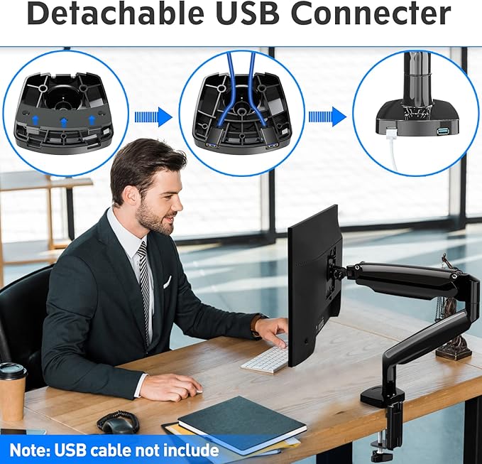 MOUNTUP Ultrawide Monitor Arm for Max 40 Inch Screen, Heavy Duty Monitor Desk Mount Support 6.6-30.9lbs, Computer Monitors Stand for Desk, VESA Mount with Clamp & Grommet Base
