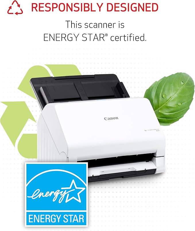 Canon imageFORMULA R30 - Office Document Scanner, Auto Document Feeder, Duplex Scanning, Plug-and-Scan Capability, No Software Installation Required