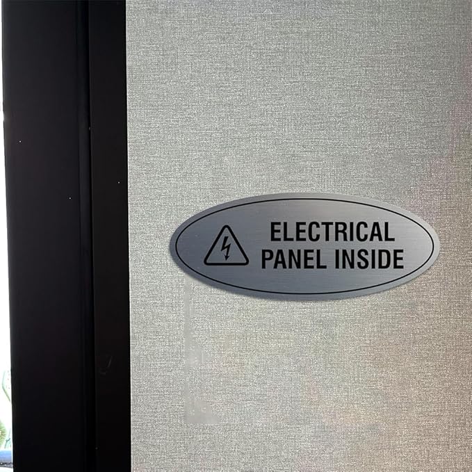 Signs ByLITA Oval Electrical Panel Inside Sign (Black/Gold) - Small