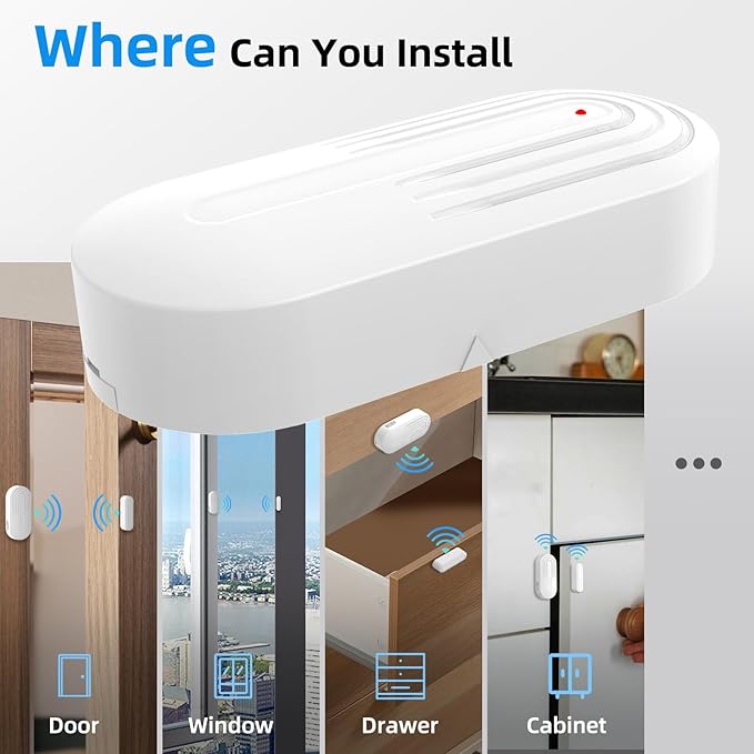 Daytech Wireless Door Chimes When Door Opens with 800ft Long Range, 20 Chimes, 5 Volume Levels Door Open Alarm for Home/Business/Store, Door Entry Alert System with 2 Receivers & 4 Sensors