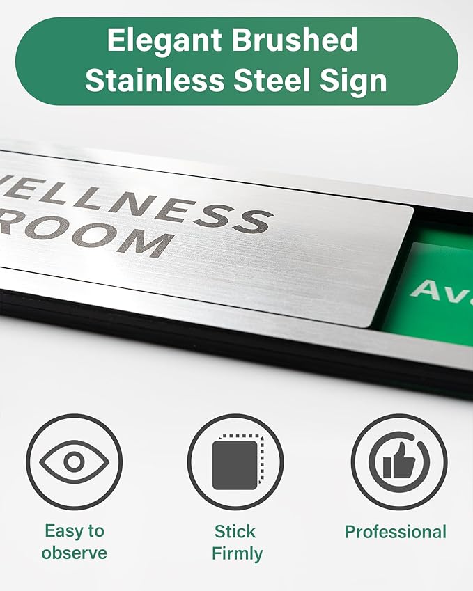 Meeting Room Sliding Door Signs Do Not Disturb, In Use/Available Slider Sign for Home Office Conference Vacant Occupied Privacy Slide Door Sign，Brushed Silver