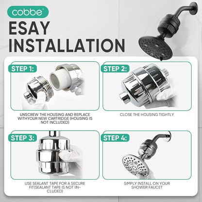Cobbe HD HEAVY DUTY High Output Shower Filter 2 Pack – 99% REMOVAL Shower Head - Image 9