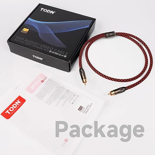 TODN Audiophile Digital Coaxial Cable OFC Core HiFi SPDIF Coax Audio Cable 75-Ohm RCA Male to Male for Subwoofer, TV, Apm (4.9ft /1.5m)