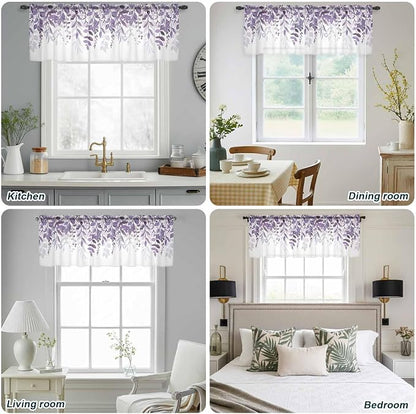 Eucalyptus Leaves Sheer Valance Curtains - Image 9