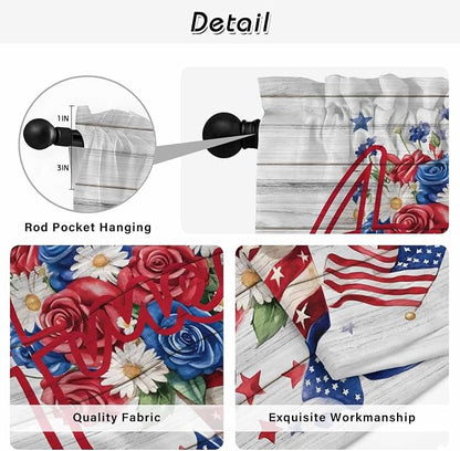 Independence Day Kitchen Tier Curtains 36 Inch Long 2 Panel Set, Rod Pocket - Image 9